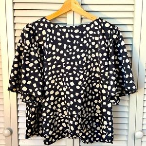 🖤🤍 LOFT Spotted Tie-Back Top - Large 🤍🖤